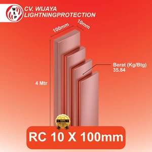 Busbar Tembaga Rail Copper (RC) Ukuran Tebal 10 mm x Lebar 100 mm x Panjang 4 Meter - RC 10 100
