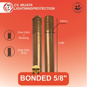 Batang Grounding Bonded 5/8 x 2 Meter Copper Bonded Rod batang pembumian berlapis tembaga  grounding rod bonded  rod bonded tembaga  batang grounding bonded
