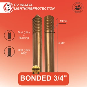 Batang Grounding Bonded 3/4 x 4 Meter Copper Bonded Rod batang pembumian berlapis tembaga  grounding rod bonded  rod bonded tembaga  batang grounding bonded