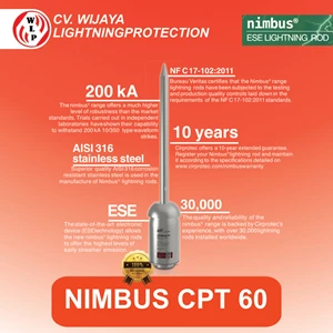 Penangkal Petir Nimbus CPT 60 Radius 120 Meter Air Terminal ESE Made In spanyol