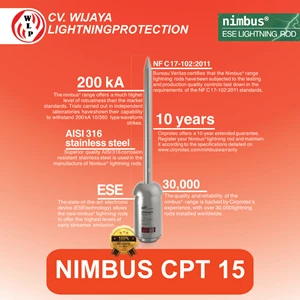 Penangkal Petir  Nimbus CPT 15  Radius 45 Meter Air Terminal ESE Made In spanyol