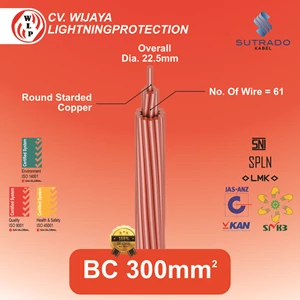 Kabel BC 300mm Full Size Diameter Bare Coppper Kabel Grounding Copper Conductor Solid Copper Wire Kabel non jaket kabel tanpa kulit kabel pembumian Kabel grounding kabel listrik