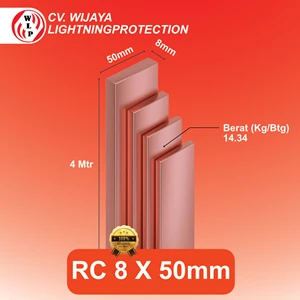 Busbar Tembaga Rail Copper (RC) Ukuran Tebal 8 mm x Lebar 50 mm x Panjang 4 Meter RC 8 50